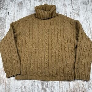 Abercrombie‎ & Fitch Oversized Cable Knit Wool Blend Turtleneck Boxy Fisherman M